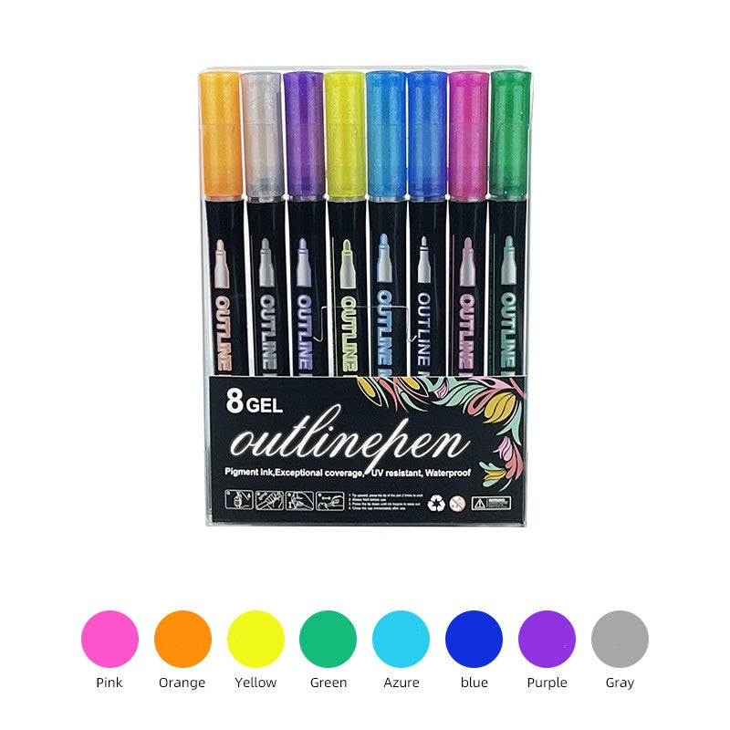 Double Line Outline Pen 48 Colors DIY Hand Account Graffiti Christmas Metallic Color Fluorescent Pen