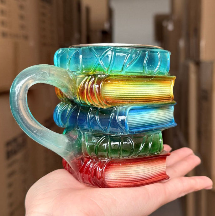 Painted Book Coffee Cup Unique Book Stacking Coffee Cup